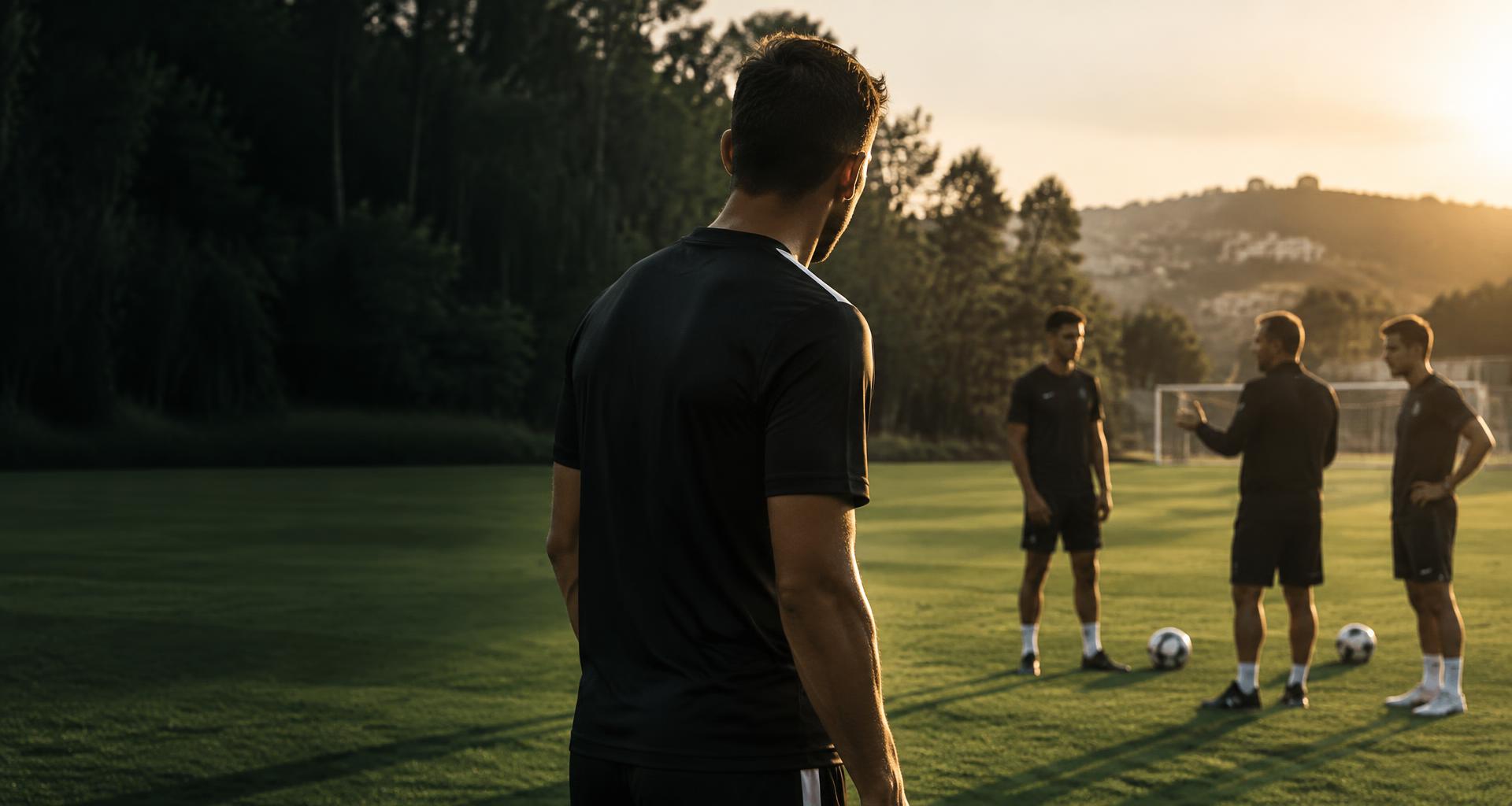 Jogador de futebol a preparar-se para um treino com a sua equipa